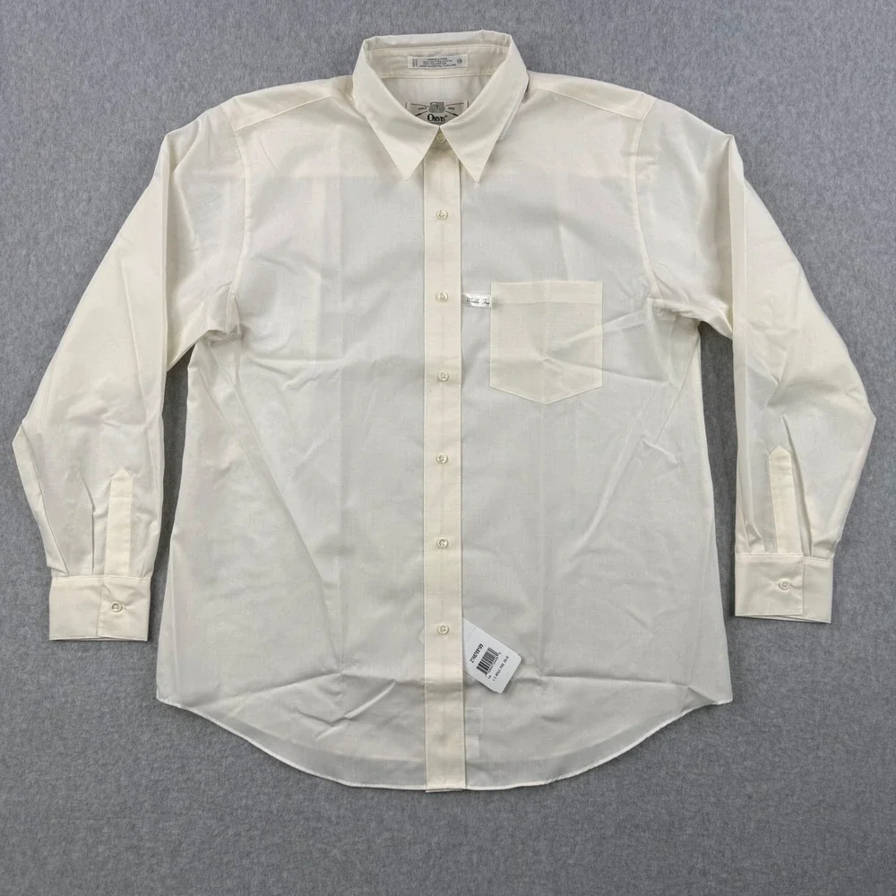 Vintage Orvis Shirt Mens Large Cream Wrinkle Free Button Up Long Sleeve New
